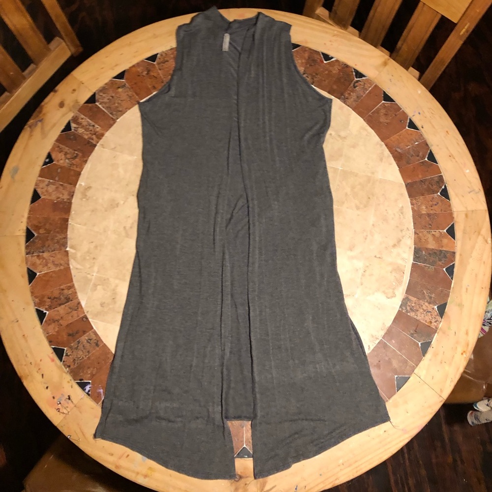 Long grey sleeveless cardigan size small